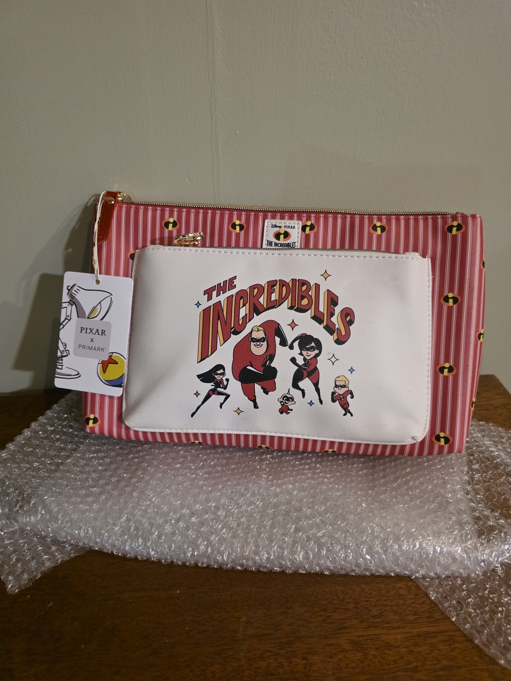 Disney The Incredibles Red Striped Cosmetic Pouch